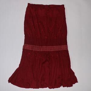 Jessica Sport Y2K Red Double Lined 100% Cotton Maxi Skirt Size L